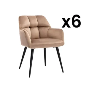 Set van 6 stoelen PEGA - Met armleuningen - Fluweel & metaal - Beige -Koop nu online PASCAL MORABITO