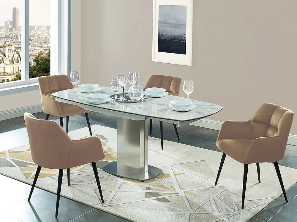 Set van 2 stoelen PEGA - Met armleuningen - Fluweel & metaal - Beige -Koop nu online PASCAL MORABITO
