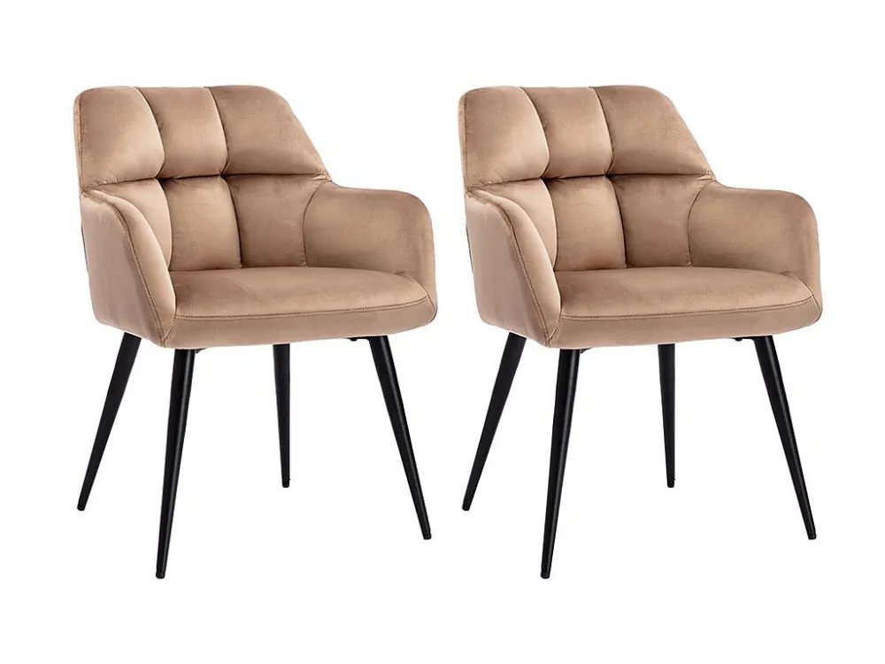 Set van 2 stoelen PEGA - Met armleuningen - Fluweel & metaal - Beige -Koop nu online PASCAL MORABITO