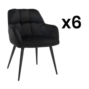 Set van 6 stoelen PEGA - Met armleuningen - Fluweel en metaal - Zwart - Koop nu online PASCAL MORABITO