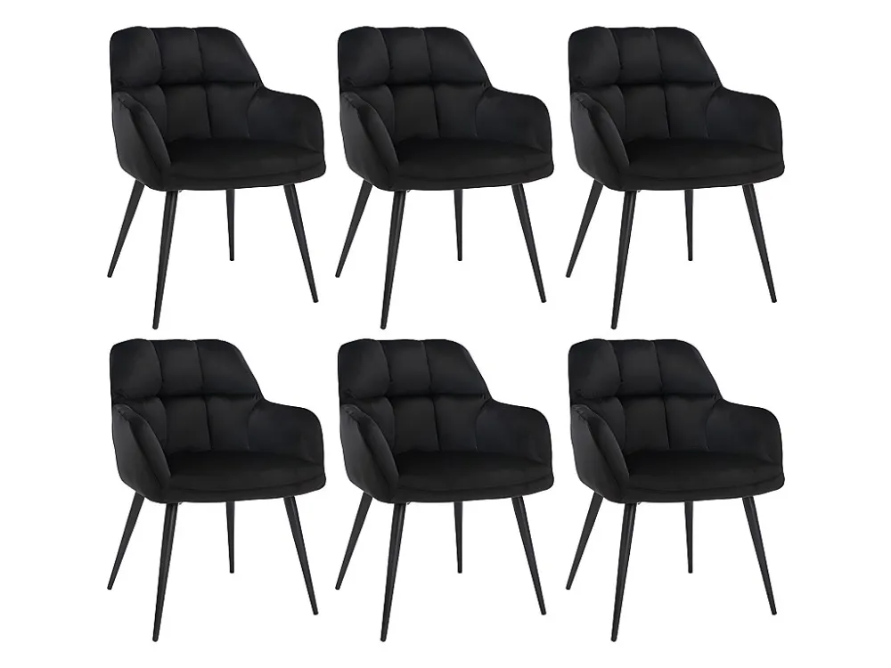 Set van 6 stoelen PEGA - Met armleuningen - Fluweel en metaal - Zwart - Koop nu online PASCAL MORABITO