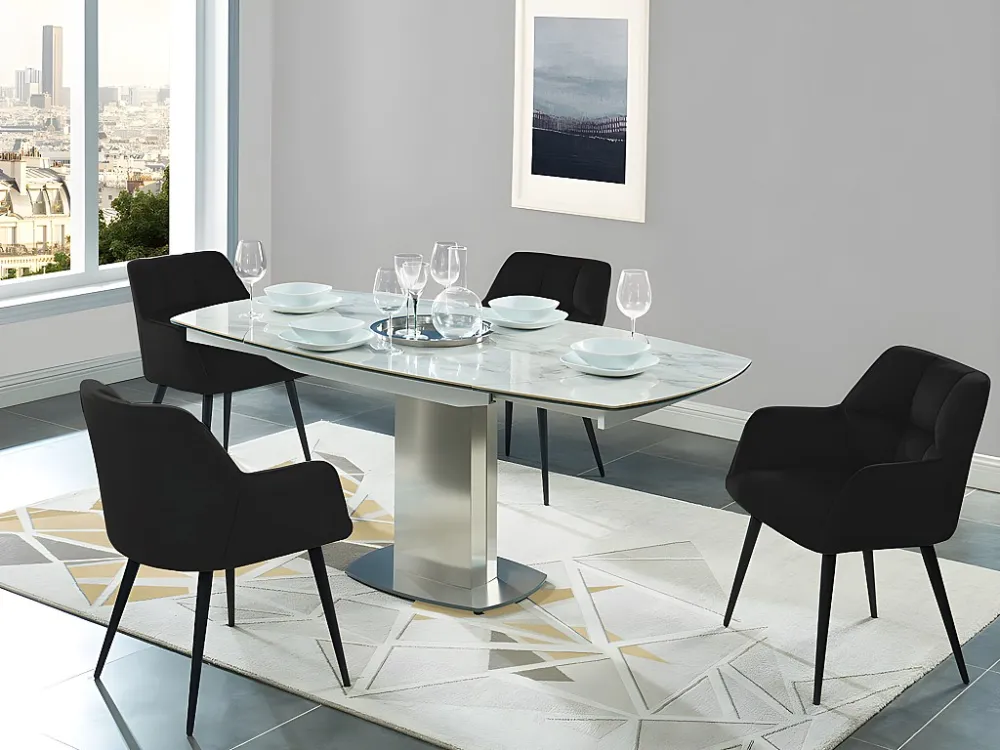 Set van 6 stoelen PEGA - Met armleuningen - Fluweel en metaal - Zwart - Koop nu online PASCAL MORABITO
