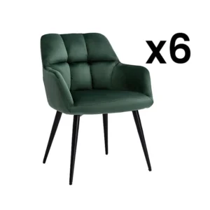 Set van 6 stoelen PEGA - Met armleuningen - Fluweel & metaal - Groen -Koop nu online PASCAL MORABITO