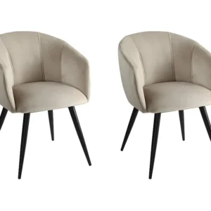 Set van 2 stoelen VADIM - Fluweel en metaal - Beige - Koop nu uw online meubelshop PASCAL MORABITO