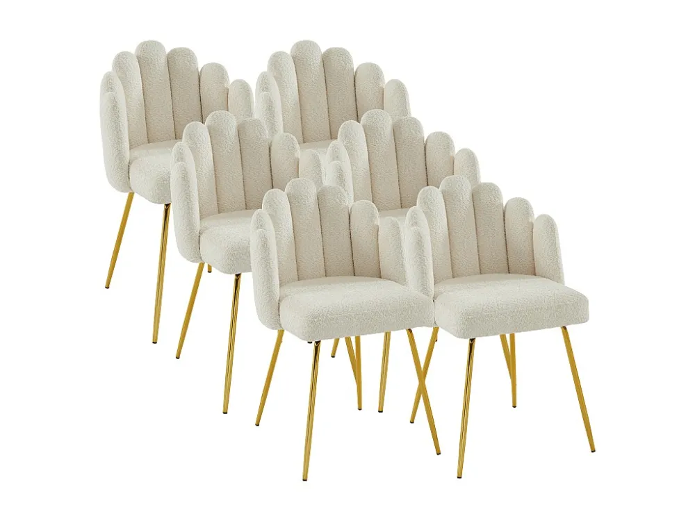 Set van 6 stoelen van boucléstof en metaal - Crèmewit - ALTINAM van Pascal MORABITO