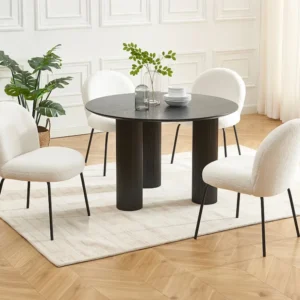 Set van 2 stoelen van boucléstof en zwart metaal - Crèmewit - CURLYN PASCAL MORABITO