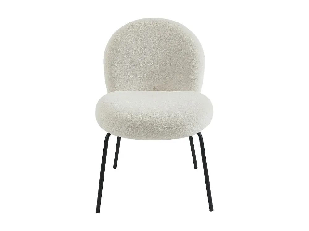 Set van 6 stoelen van boucléstof en zwart metaal - Crèmewit - CURLYN PASCAL MORABITO