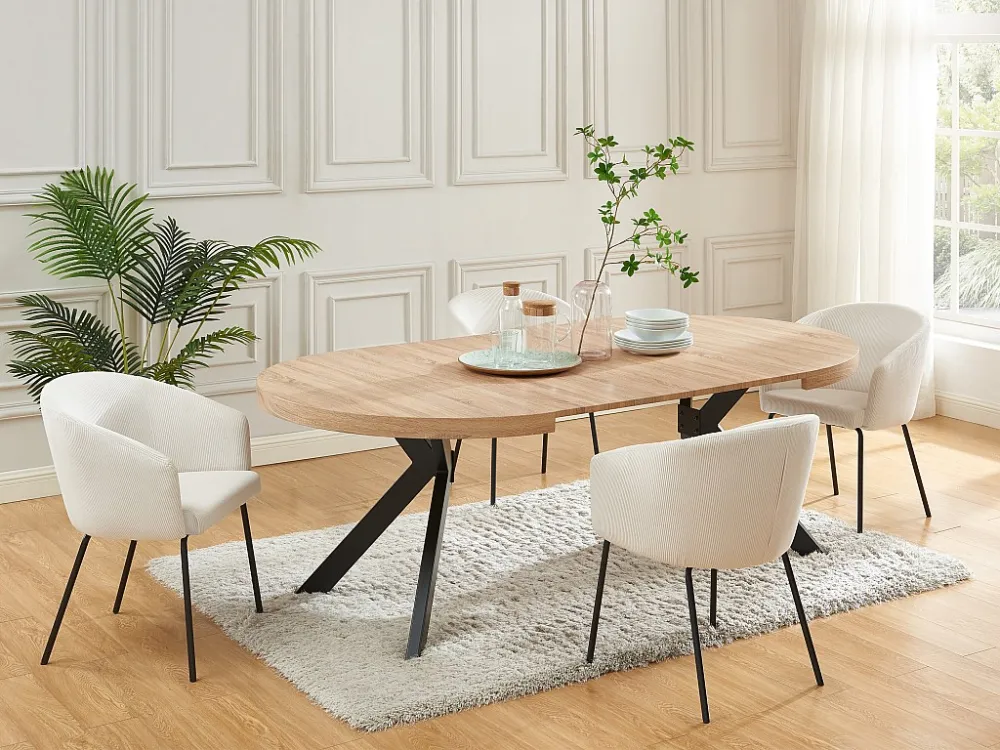 Set van 6 stoelen van ribfluweel en metaal - Crèmewit - MORONI van Pascal MORABITO