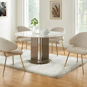 Set van 2 stoelen van stof en goudkleurig metaal - Beige - LUXIVA PASCAL MORABITO