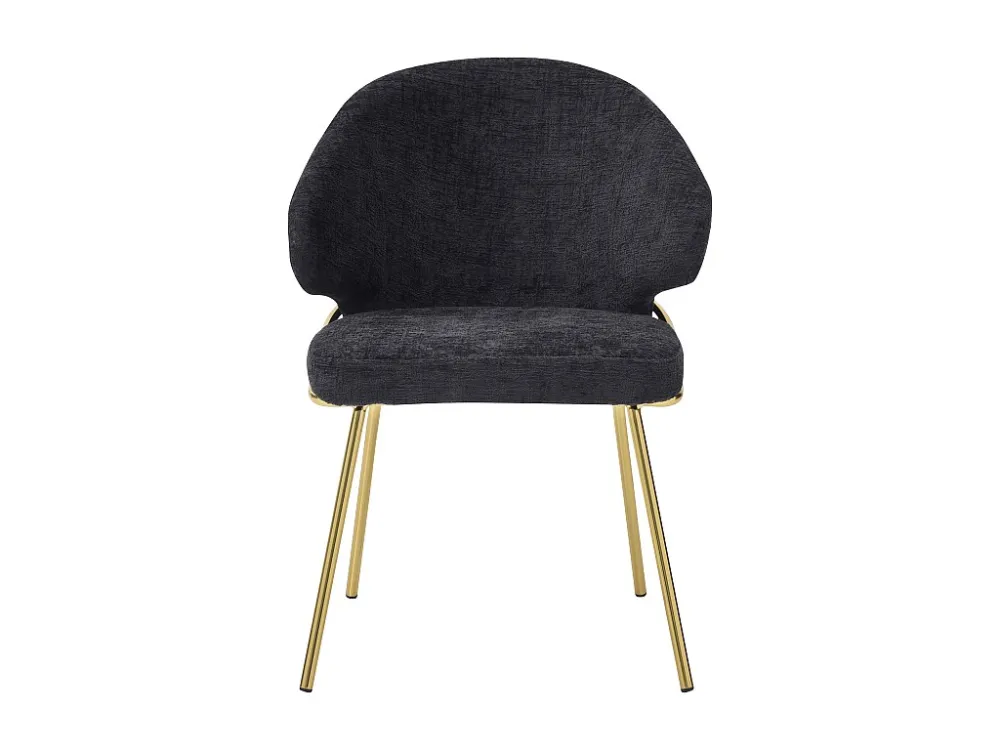 Set van 6 stoelen van stof en goudkleurig metaal - Zwart - LUXIVA PASCAL MORABITO