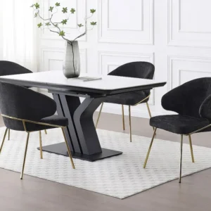 Set van 2 stoelen van stof en goudkleurig metaal - Zwart - LUXIVA PASCAL MORABITO