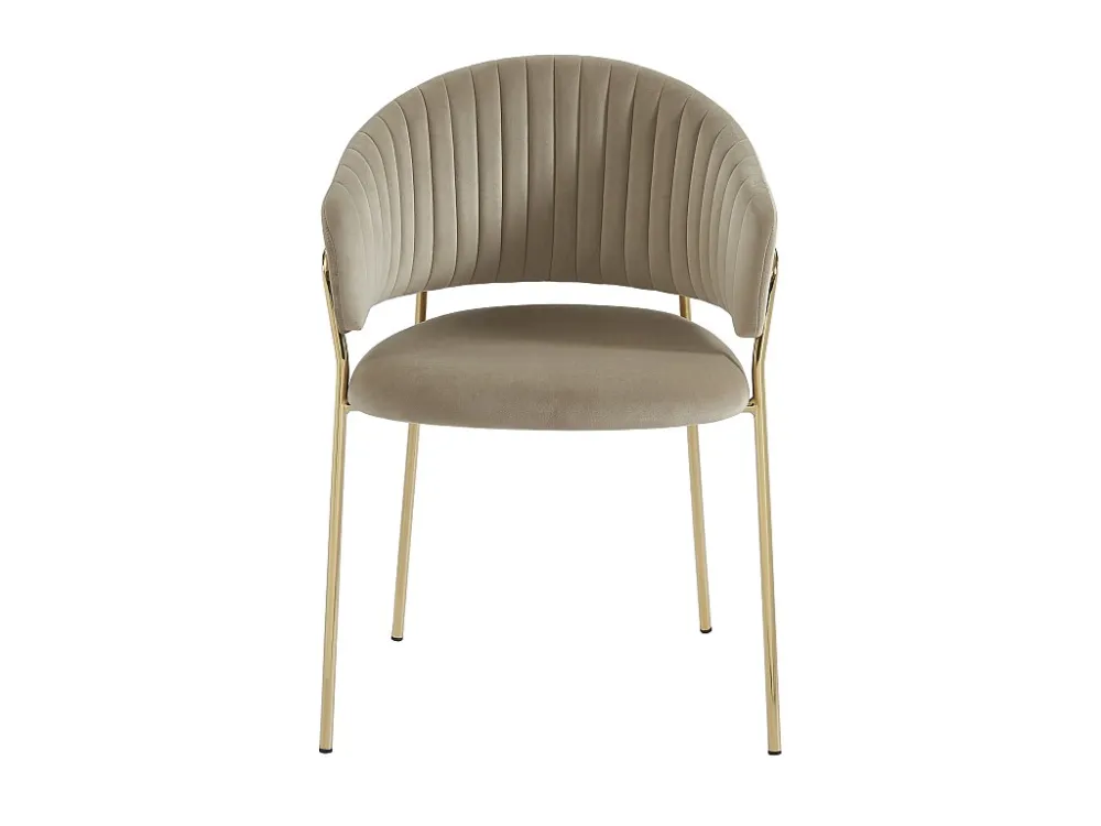 Set van 6 stoelen van velours en goudkleurig metaal - Beige - MADOLIA PASCAL MORABITO