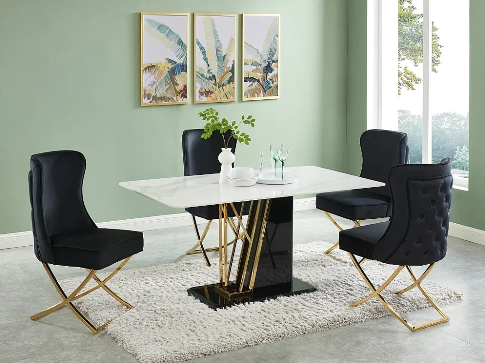 Set van 2 stoelen van velours en roestvrij staal - Zwart en goudkleurig - MARELANO PASCAL MORABITO