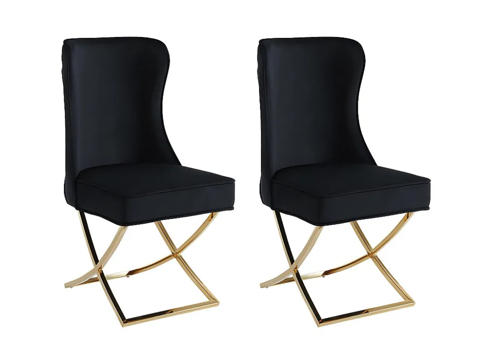 Set van 2 stoelen van velours en roestvrij staal - Zwart en goudkleurig - MARELANO PASCAL MORABITO