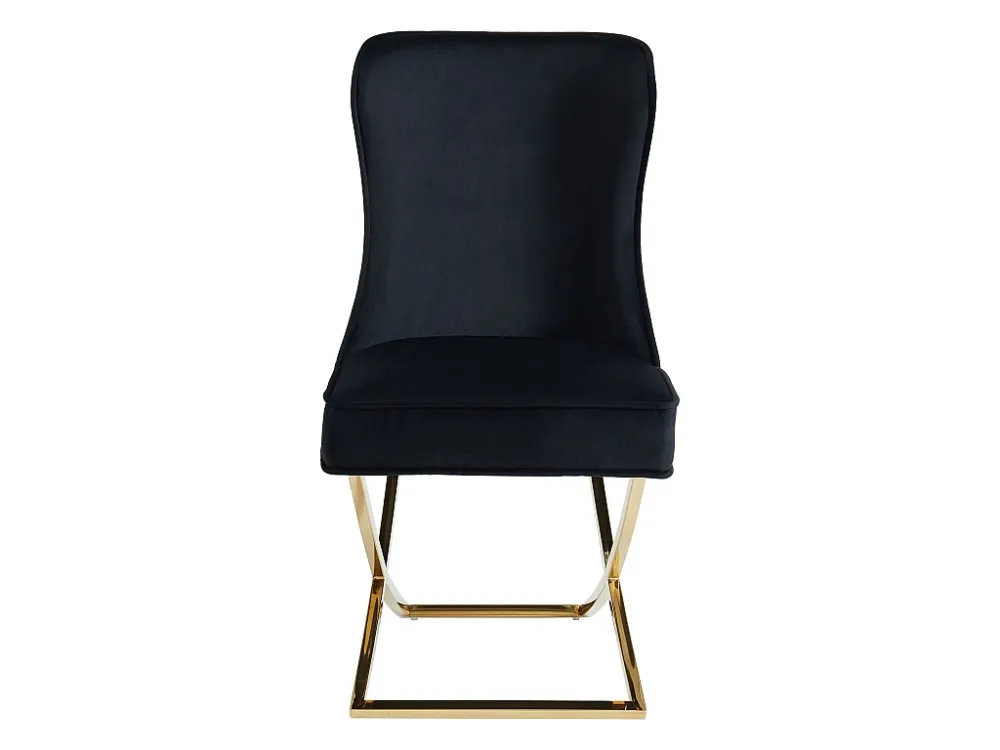 Set van 6 stoelen van velours en roestvrij staal - Zwart en goudkleurig - MARELANO PASCAL MORABITO
