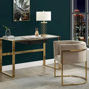 Stoel met armleuningen PERIA - Fluweel en roestvrij staal - Beige & goudkleurig - Koop nu PASCAL MORABITO