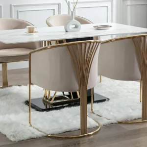 Stoel met fluweel en metalen armleuningen - Beige en goud - JOSETHE PASCAL MORABITO