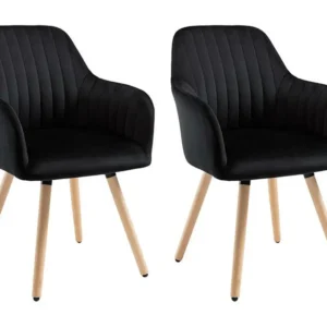 Set 2 stoelen armleuningen ELEANA - Fluweel - Zwart - Koop
