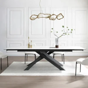 Set van 6 stoelen bouclé en zwart metaal - Wit - LIAMONA
