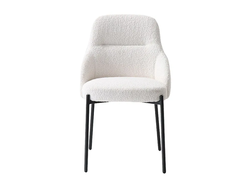 Set van 6 stoelen bouclé en zwart metaal - Wit - LIAMONA