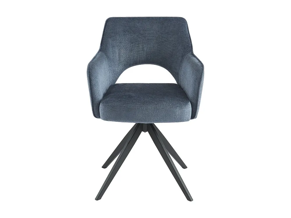Set van 2 draaistoelen met armleuningen van stof en zwart metaal - Blauw - KONYA
