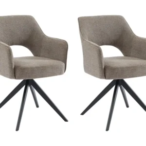 Set van 2 draaistoelen met stoffen en metalen armen - Taupe - KONYA - Koop nu online