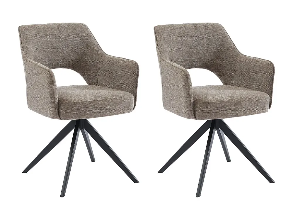 Set van 2 draaistoelen met stoffen en metalen armen - Taupe - KONYA - Koop nu online