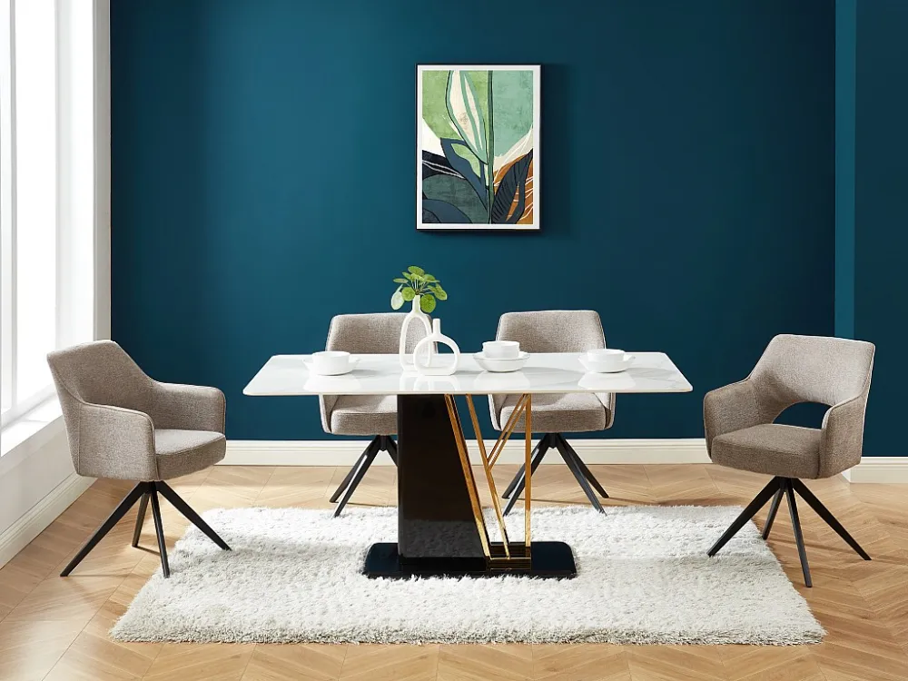 Set van 2 draaistoelen met stoffen en metalen armen - Taupe - KONYA - Koop nu online