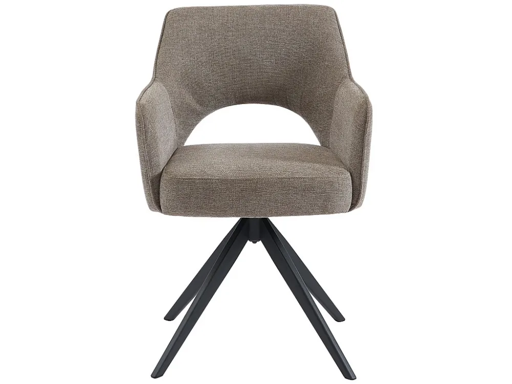 Set van 6 draaistoelen met stoffen en metalen armen - Taupe - KONYA - Koop nu online