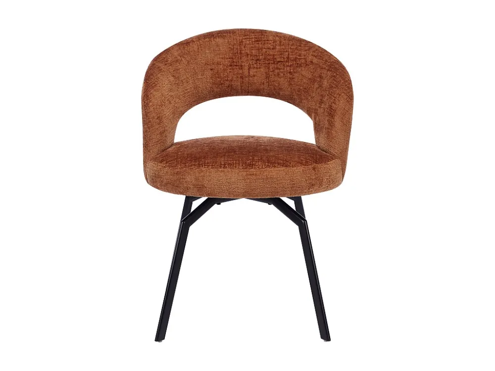 Set van 6 draaistoelen van stof met textuur en zwart metaal - Terracotta - MILEANE