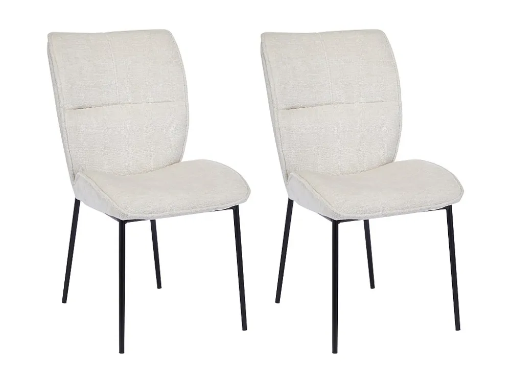 Set van 2 draaistoelen van stof met textuur en zwart metaal - Crèmewit - TIANIVA