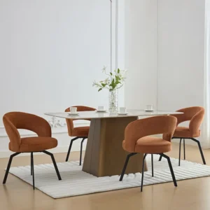 Set van 2 draaistoelen van stof en zwart metaal - Terracotta - MILEANE