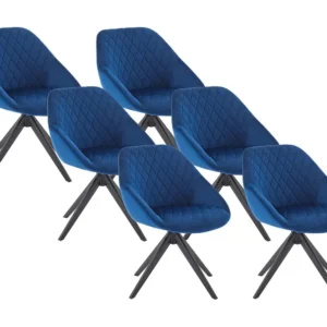 Set van 6 draaistoelen van velours en zwart metaal - Donkerblauw - PRICILE