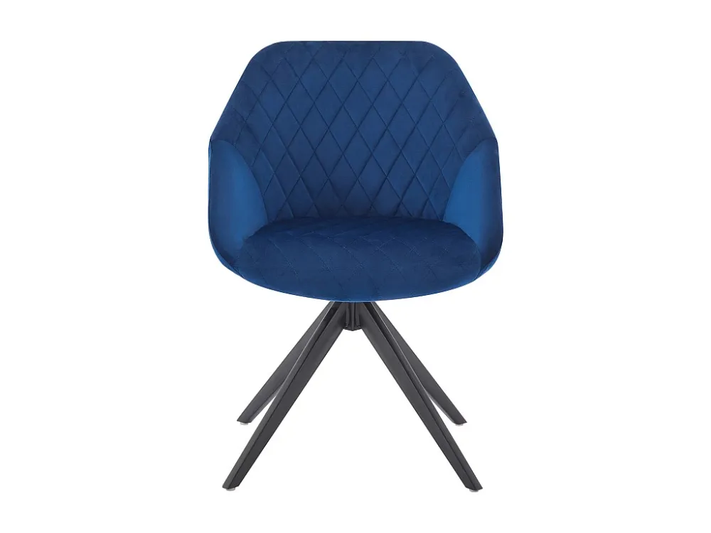 Set van 6 draaistoelen van velours en zwart metaal - Donkerblauw - PRICILE