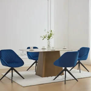 Set van 2 draaistoelen van velours en zwart metaal - Donkerblauw - PRICILE