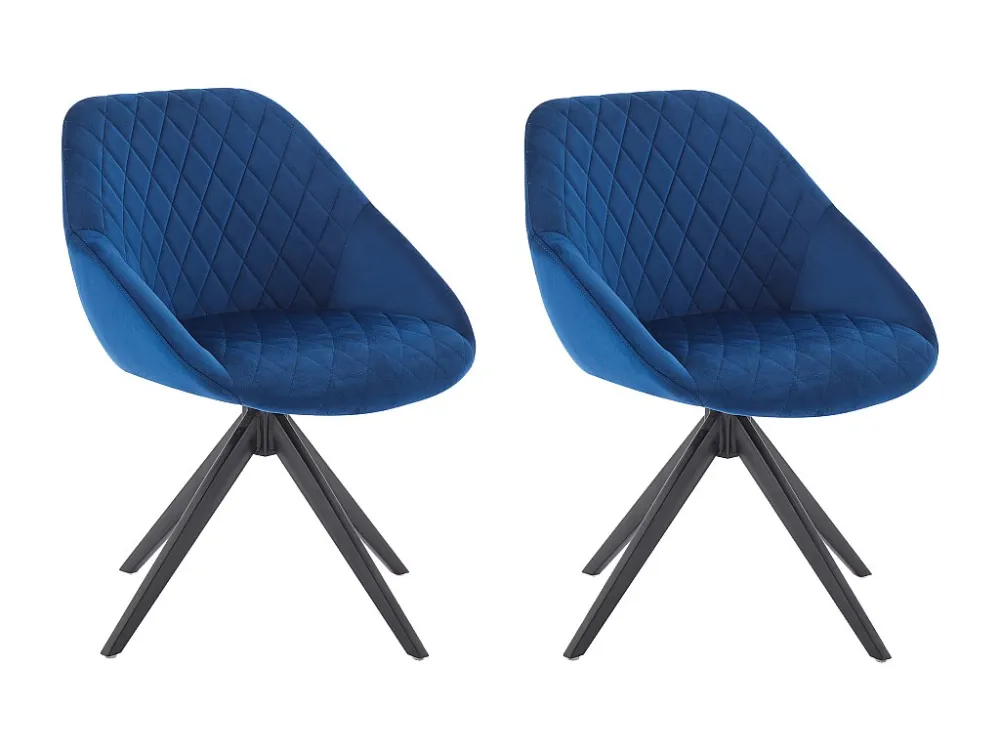 Set van 2 draaistoelen van velours en zwart metaal - Donkerblauw - PRICILE