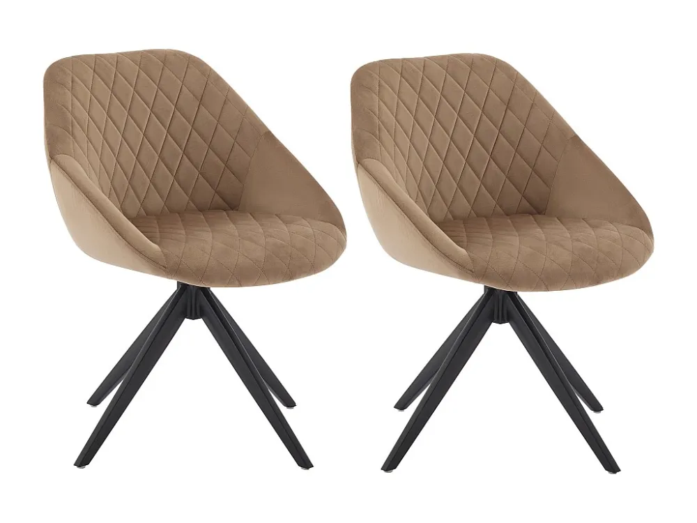 Set van 2 draaistoelen van velours en zwart metaal - Beige - PRICILE