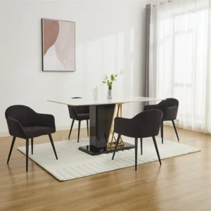 Set van 2 stoelen BIBO - met armleuningen - Fluweel en metaaleffect - Zwart - Koop nu