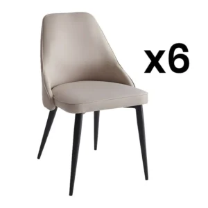 Set van 6 stoelen EZRA - Stof en metaal - Roomkleur - Koop nu eenvoudig en goedkoop online