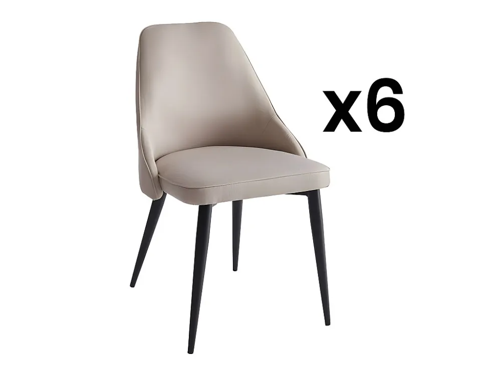 Set van 6 stoelen EZRA - Stof en metaal - Roomkleur - Koop nu eenvoudig en goedkoop online