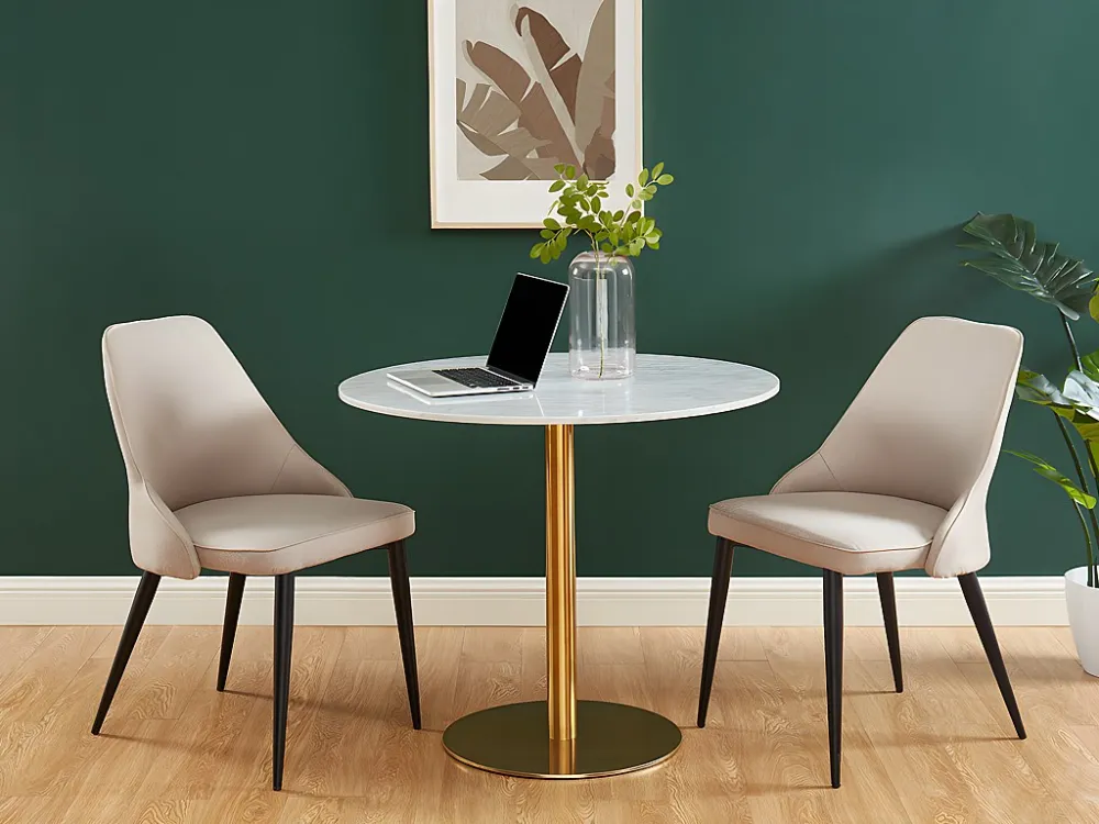 Set van 6 stoelen EZRA - Stof en metaal - Roomkleur - Koop nu eenvoudig en goedkoop online