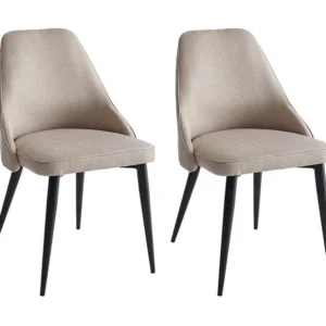 Set van 2 stoelen EZRA - Stof en metaal - Roomkleur - Koop nu eenvoudig en goedkoop online