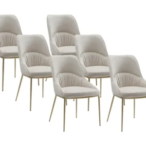 Set van 6 stoelen fluweel en goudkleurig metaal - Beige - DRINKA