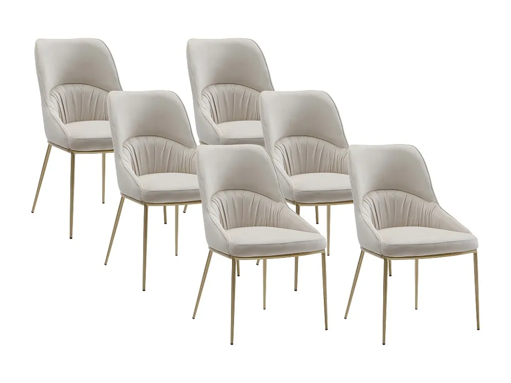 Set van 6 stoelen fluweel en goudkleurig metaal - Beige - DRINKA