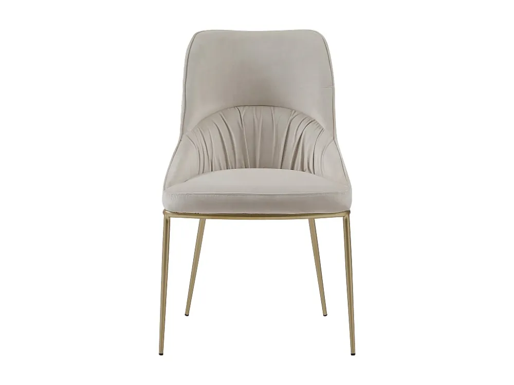 Set van 6 stoelen fluweel en goudkleurig metaal - Beige - DRINKA