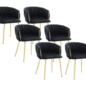 Set van 6 stoelen fluweel en goudkleurig metaal - Zwart - ELEGANO