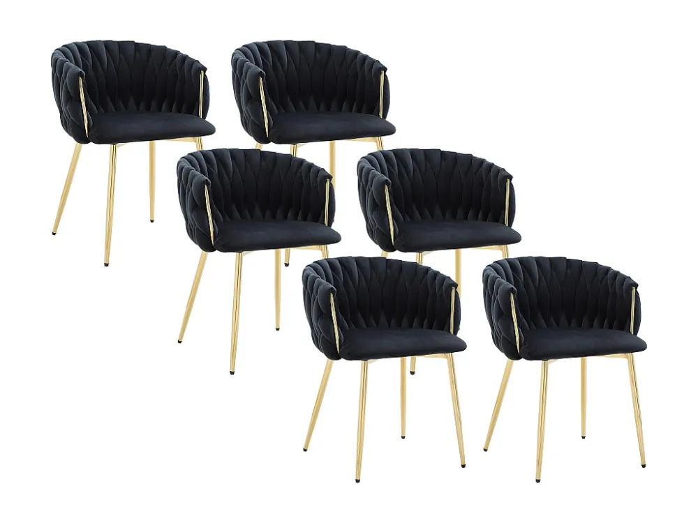 Set van 6 stoelen fluweel en goudkleurig metaal - Zwart - ELEGANO