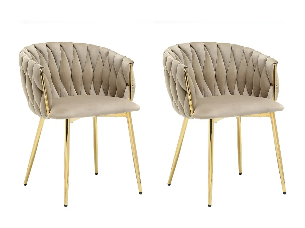 Set van 2 stoelen fluweel en goudkleurig metaal - Beige - ELEGANO