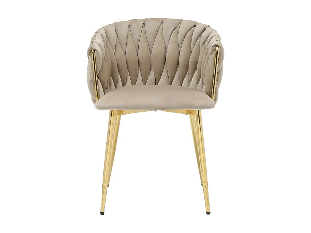 Set van 2 stoelen fluweel en goudkleurig metaal - Beige - ELEGANO