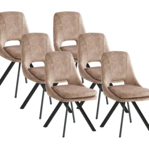 Set van 6 stoelen - Fluweel en metaal - Beige - KELINE - Koop nu goedkoop online